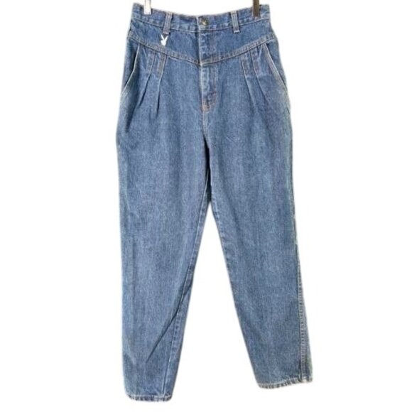Vintage Playboy Playmate High-Waisted Blue Denim Jeans With Pleated Front Zipper - Picture 1 of 7
